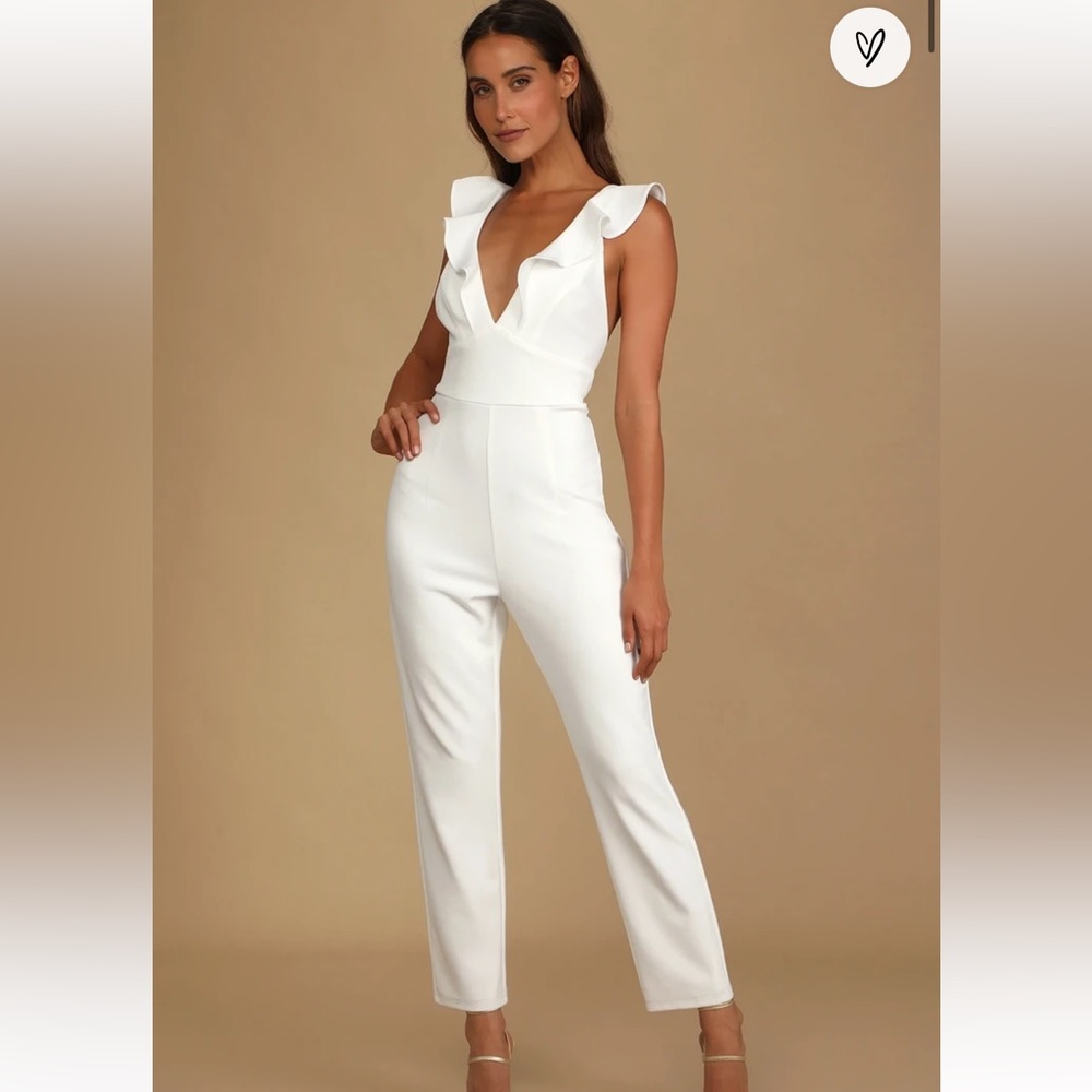 Lulu’s Leilani White Ruffled Jumpsuit